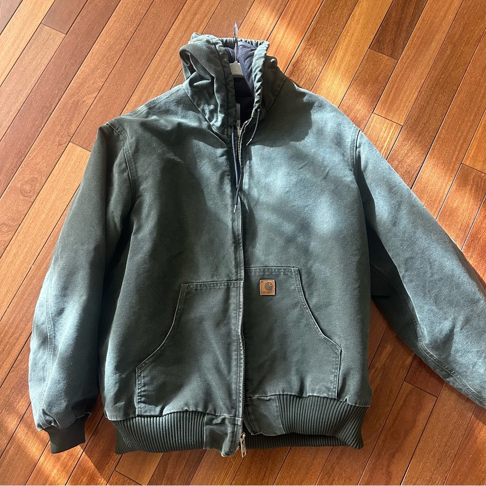 Carhartt Lined Hooded Green Heavy Duty Jacket Size Men’s XL Tall  RN 14806